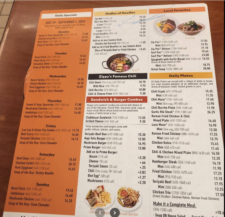 Zippy's Restaurant Menu – Hawaiian Comfort Food in Kailua, HI